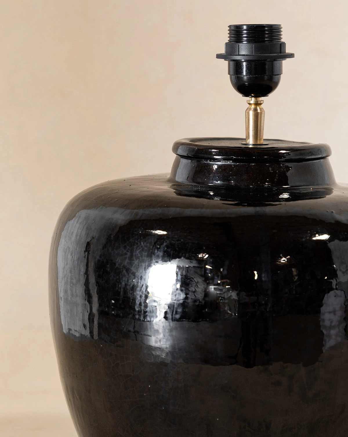Vintage Black Glazed Lamp - Image 3