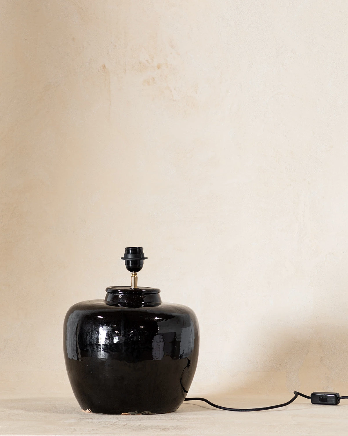 Vintage Black Glazed Lamp - Image 2